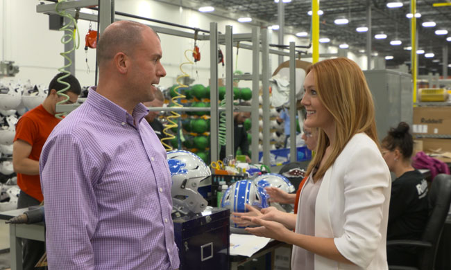 Behind the scenes at the Riddell helmet factory